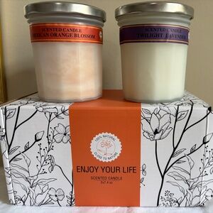 Enjoy Your Life Two Scented Candles, New in Box